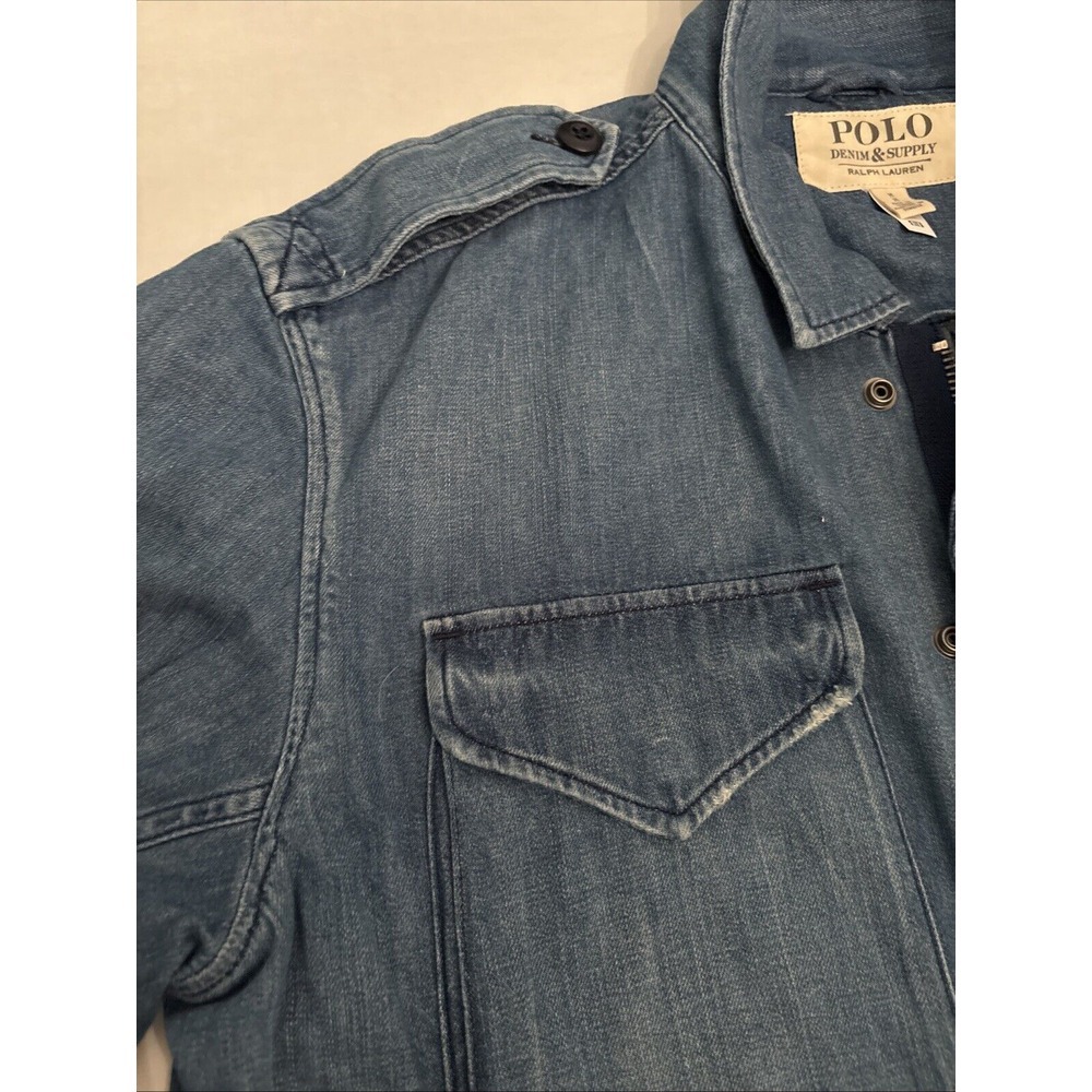 Vintage Polo‎ Ralph Lauren Denim & Supply Men's  Denim Military Jacket MEDIUM - Picture 4 of 8